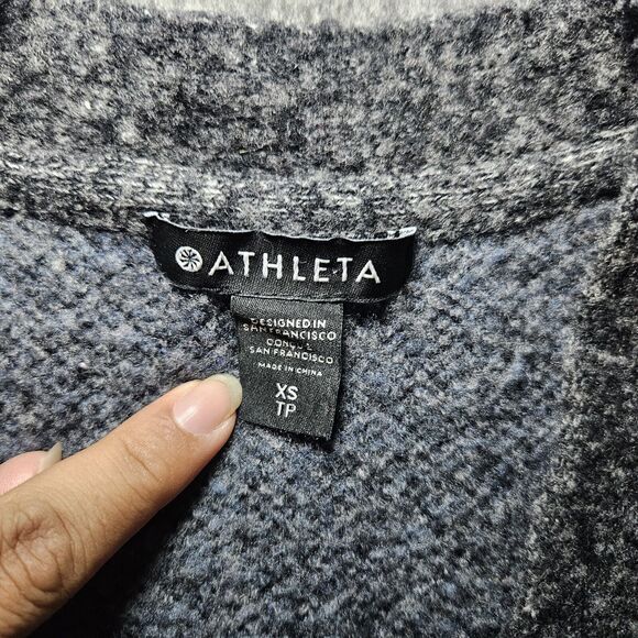 Athleta Textured Westlake Cardigan Merino Wool Blend Grey Blue Size XS - Picture 2 of 6